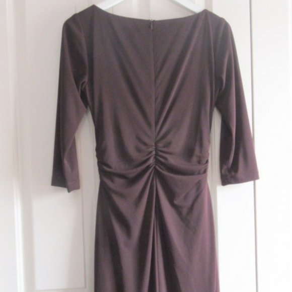 David Meister Burgundy Draped Dress  Size US 6 - Picture 7 of 8